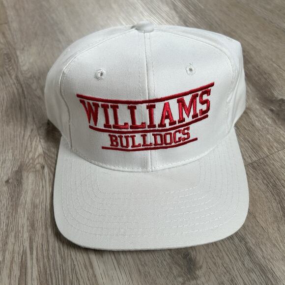 Vintage New Era Williams‎ Bulldog Snapback Hat White Split Bar Line Cap - Picture 1 of 8